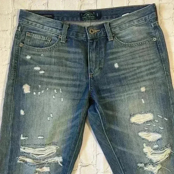 Lucky brand, sienna slim boyfriend cropped Raw hem denim - Picture 4 of 7